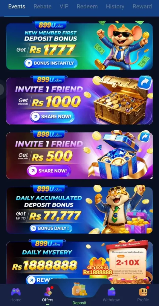 Bonuses and promotions on 899U Game