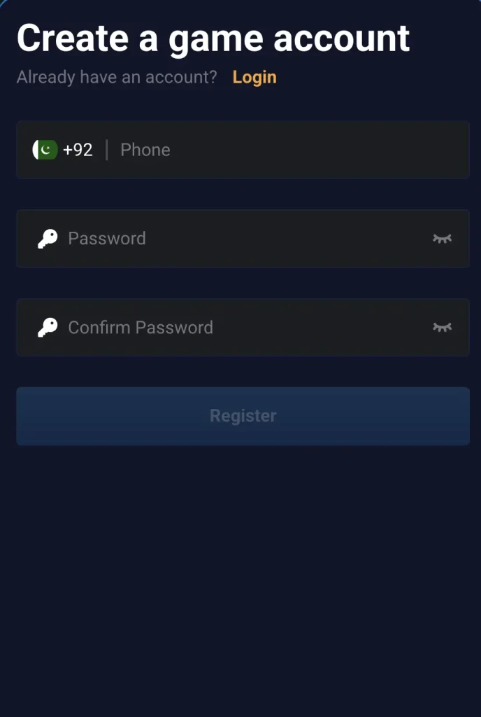 Login and registration on 899U Game APP